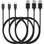 Lot 3 Cables USB-C Chargeur Noir pour Samsung Galaxy S10 / S10+ / S10e - Cable USB-C 1 Metre Phonillico®