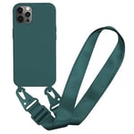 Coque de Protection réglable pour iPhone 13 Pro avec Collier et Sangle de chaîne Vert foncé