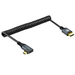 Twozoh Câble spiralé Micro HDMI vers HDMI Angle Coudé à Gauche 90° Degré Supporte 3D/4K 1080p (0,3M-1,5M)
