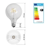 ECD Germany 12-pack LED glödlampa Globe E27 4W - Varm vit 2800K - 125 mm - 403 lumen - AC 220-240 V - förblir dolda och ersatt 20W glödlampa - Classic