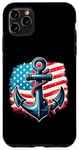 Coque pour iPhone 11 Pro Max Drapeau américain Ancre Memorial Day Honor vétérans Patriotique