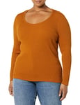 Amazon Essentials Women's Fine Gauge Stretch Scoop Neck Long-Sleeve Sweater (Available in Plus Size) (Previously Daily Ritual), Dark Caramel, XXL Plus