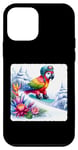 Coque pour iPhone 12 mini Parrot Snowboards Casque de snowboard Motif fleurs glacées