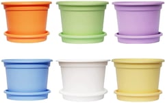 Colour Plastic Plant Pot Flower Pots Planters with saucer tray 13,15,17,19,23,27 cm (Terracotta, 17 cm - 6.7 inch)