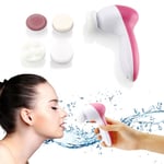 5-1 Multifunction Electronic Face Facial Cleansing Brush Spa Ski Red One Size