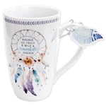 Sheepworld GRUSS & CO 45693 Grande tasse à café, en porcelaine, 50 cl, avec étiquette cadeau, motif attrape-rêves