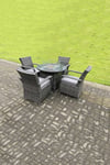 Rattan Gas Fire Pit Round Dining Table And Dining Chairs