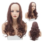 Ladies 3/4 Half Wig Dark Auburn Curly 22" Heat Resistant Synthetic Hair