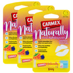 3 x Carmex NATURALLY Berry Lip Balm Natural Hydrating Moisturising Stick 4.25g