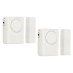Door Alarm Sensor, 2 Pack 125dB Mini Door Window Open Alarm Sensor, White
