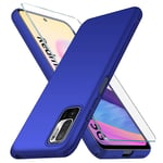 YIIWAY Compatible with Xiaomi Redmi Note 10 5G / POCO M3 Pro 5G Case + Tempered Glass Screen Protector, Blue Ultra Slim Case Hard Cover Shell Compatible with Redmi Note 10 5G YW42195
