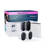 Arlo Ultra 2 4K + Batterie supplémentair + SmartHub, Caméra de Surveillance WiFi Extérieure sans Fil, Autonomie de 6 Mois, Vision Nocturne en Couleur, Essai Secure Inclus, 2 Caméras Blanc