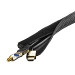 DELTACO kabelsorteringsstrumpa i nylon, kardborrband, 3m, svart