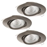 3 PACK Adjustable Ceiling Downlight Satin Nickel Cast Aluminium 5W GU10 Bulb