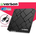 UVERBON Graveur lecteur externe CD DVD Type C et USB 3.0 Très mince Compatible tous appareils Transmission Rapide