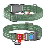 WAUDOG Re-Cotton Hundhalsband med Smart ID-Bricka Reflex, Grön (L)