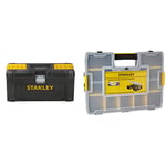 Stanley STST1-75518 Essential 16 Toolbox with Metal latches, Black/Yellow, Inch & Professional Organiser, Tool Box, Tool Organiser, Sort Master Seal Tight ‎STA194745