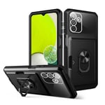 Galaxy A14 5G Card Slots Case - Black Dual Layer Protection with Kickstand - Stores up to 2 Cards
