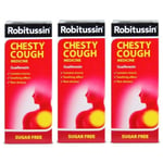 3 x Robitussin Chesty Cough Medicine Sugar Free 100ml