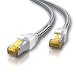 CSL Câble réseau Gigabit Ethernet LAN 5 m | Gaine en Coton 10000 Mbit/s | câble Patch | câble Patch | Cat.7 Rohkabel S/FTP Pimf Blindage avec fiche RJ 45 | Switch Router Modem Access Point