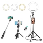 AJH 10 Inches Selfie Ring Light Desktop Camera Led Ring Dimmable Ring Light with Selfie Stick Tripod Phone Holder for Makeup/Photography/Live Stream Video/Vlog/Tiktok/YouTube,8 inches