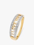 L & T Heirlooms Second Hand 9ct Gold & Rhodium I Love You Band Ring, Gold/Silver