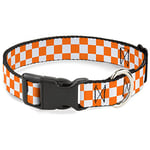 Buckle-Down Plastic Clip Collar - Checker White/TN Orange - 1" Wide - Fits 9-15" Neck - Small