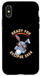 Coque pour iPhone X/XS Souvenir Eclipse solaire 2024 Lapin avec lunettes Eclipse