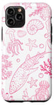 Coque pour iPhone 11 Pro Récifs coralliens coquillage étoile de mer plage rose baleine requin corail