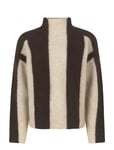 Hertha Knit T-Neck Tops Knitwear Jumpers Brown Second Female