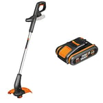 WORX WG157E.9 18V (20V Max) Cordless Grass Trimmer, Strimmers, Line Strimmer Edge Cutter (Tool only – battery & charger sold separately) and WA3551.1 18V (20V Max) 2.0Ah Battery Pack