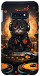 Coque pour Galaxy S10e Mignon noir anime chat dj casque platine raves EDM musique