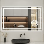 Biubiubath - 100x60cm led miroir de salle de bain tricolore anti-buée + bluetooth + loupe + mémoire + dimmable