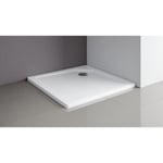 Receveur de douche carré 90x90 cm, bac à douche extra plat, acrylique blanc, à poser ou à encastrer, Schulte