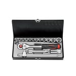 Force Socket Set 12quot 12punkts SAE 17 stycken