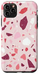 Coque pour iPhone 11 Pro Max Motif Terrazzo en rose, corail, bordeaux et blanc