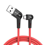 BW-AC2 Vinklad - USB-A till Micro USB Kabel 2,4A, 0,9m - Röd