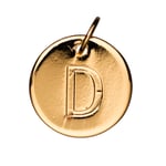 Bokstavshänge cirkel D – Ø12 mm, mässing pläterat med 9 karat guld