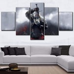 Canvas Painting Pictures The Witcher Wild Hunt 5 panel artwork Large poster for living room modular Modern Wall Decor Framed 150x80cm Gift idea for friends Ready To Hang