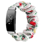 Chofit Strap Compatible with Fitbit Inspire 2/Inspire HR/Inspire Straps, Replacement Scrunchies Arm Band Chiffon Satin Wristband for Women for Inspire 2 Fitness Tracker Large/Small (Large, White-Red)