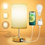 Suright Touch Control Bedside Lamps, 3-Way Dimmable Table Lamp with USB A+C with