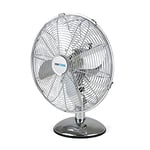 STAYCOOL 12in / 30cm Chrome Metal Desk Fan / 3 Speed Settings / 90 Degree Oscillation/Adjustable Vertical Tilt / 45w / Mesh Safety Grill/Quiet Motor/Low Noise/Table Fan / F1026CH / Chrome