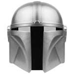 Qhome Halloween Mask Novelty Full Face Latex metal coating Helmet, Party Mandalorian Helmet Roleplay Adult Prop, Halloween Costumn Anti- tear Mask Accessories Festival Game Decoration (Silver)