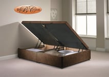 Divan Ottoman Side Lift Storage Bed Single 4'6 Double 5ft King Size Chenille (3FT Single, Brown)