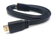 MainCore 1m long Flat HDMI to HDMI Cable/Lead Ultra HD (4K) 3D-compatible Gold-Plated (Available in 0.25m, 0.75m, 1m, 1.5m, 1.8m, 2.5m, 3m, 4m, 5m, 10m) (1m)