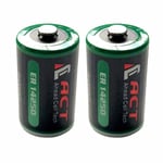 2 x ACT ER14250 LS14250 Half AA, 1/2 AA, 3.6v 1.2Ah Battery Primary Lithium Battery
