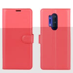 OnePlus 8 Pro Litchi Skinn Deksel m. Lommebok - Rød