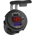 12V USB C-billaddareuttag, Ouffun Dual PD & QC 3.0-portar