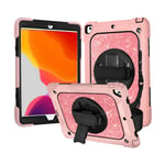 FSCOVER Glitter iPad 9th/8th/7th Generation 10.2 Inch Case Cover, Three Layers Cases with Pencil Holder & 360° Rotatable Hand Strap/Kickstand Cover for Apple iPad 10.2 2019/2020/2021, Pink