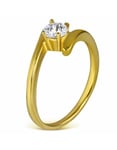 First Love - Guldfärgad Ring i Kirurgisk Stål med CZ Sten